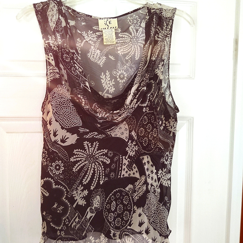Silk layered blouse tank with camisole